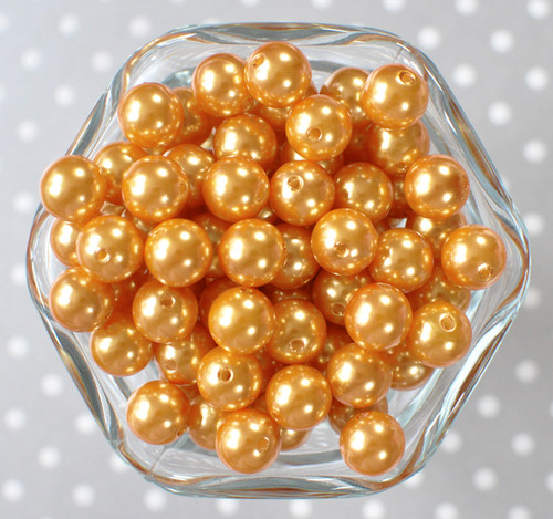 12mm Golden orange pearl bubblegum beads