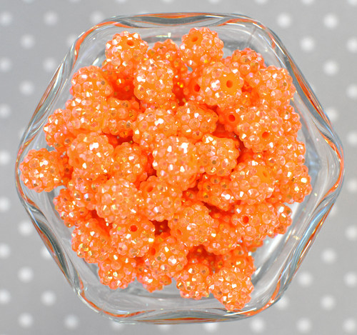 12mm Tangerine AB rhinestone bubblegum beads