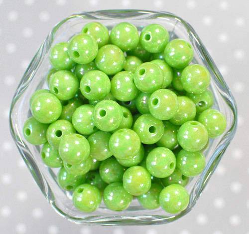 12mm Lime AB solid bubblegum beads