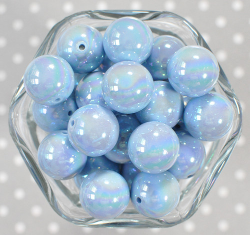 20mm Light Bluebird solid AB bubblegum beads