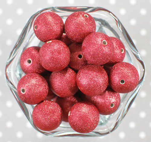 20mm Dark red stardust metallic bubblegum beads