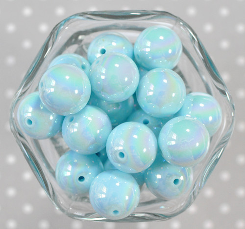 20mm Light Blue solid AB bubblegum beads