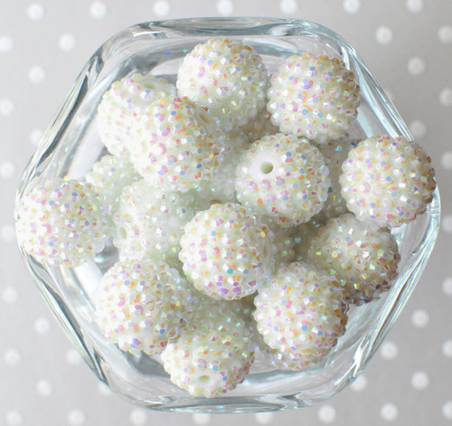 20mm Light ivory AB rhinestone bubblegum beads