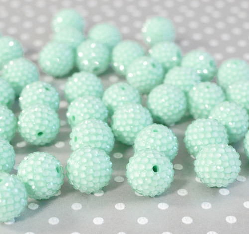 20mm Mint Dewdrop bubblegum beads