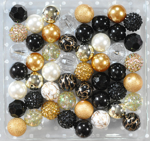 Black and Gold metallic bubblegum bead wholesale kit