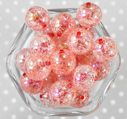 20mm Burnt Cherry barrel AB crackle bubblegum beads