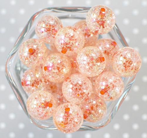 20mm Orange barrel AB crackle bubblegum beads