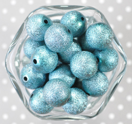 20mm Turquoise stardust metallic bubblegum beads