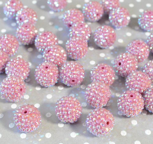 20mm Victorian Mauve AB rhinestone bubblegum beads