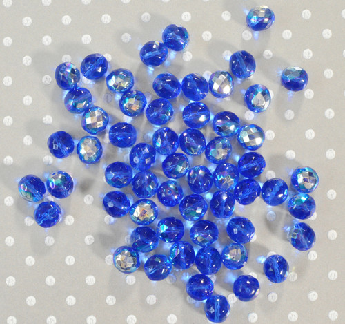 12mm Sapphire AB faceted round Czech glass beads