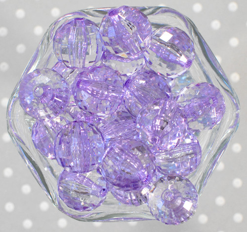 20mm Light purple disco faceted bubblegum beads
