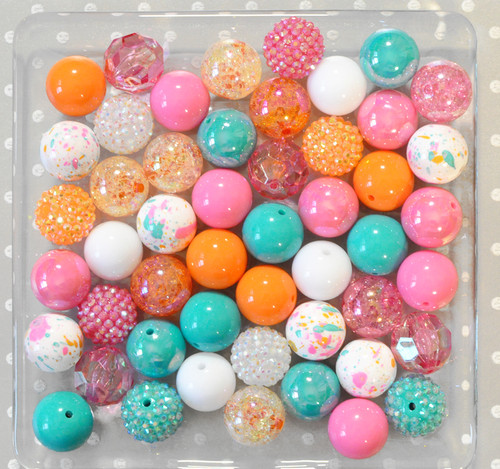Tangerine Pink Splatter bubblegum bead wholesale kit