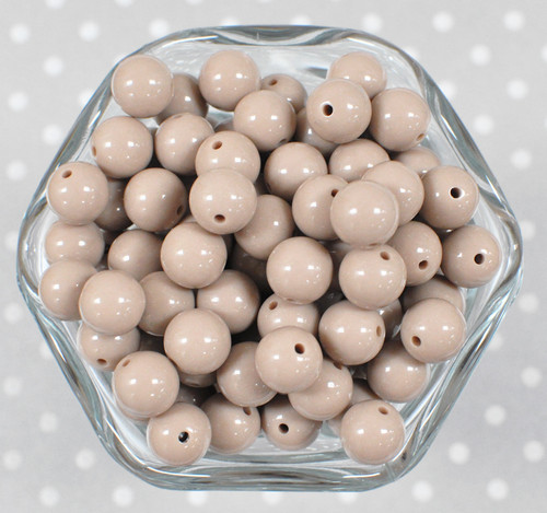 12mm Taupe solid bubblegum beads