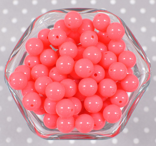 12mm Neon pink solid bubblegum beads