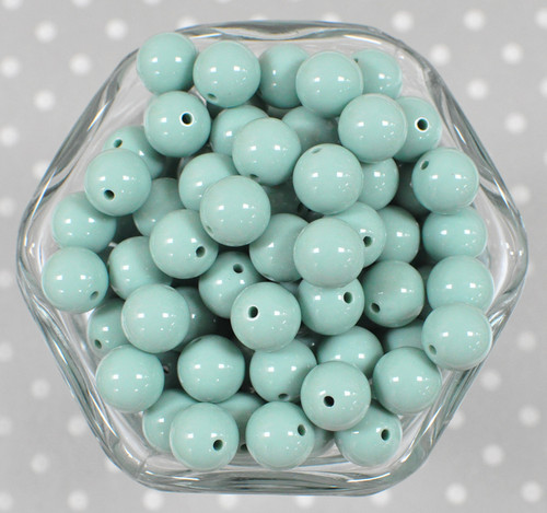 12mm Aloe green solid bubblegum beads