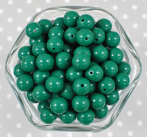 12mm Emerald teal solid bubblegum beads