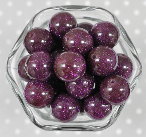 20mm Plum glitter jelly bubblegum beads