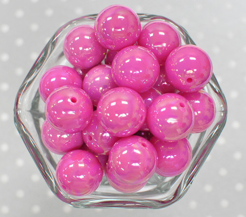 20mm Light Fuchsia solid AB bubblegum beads