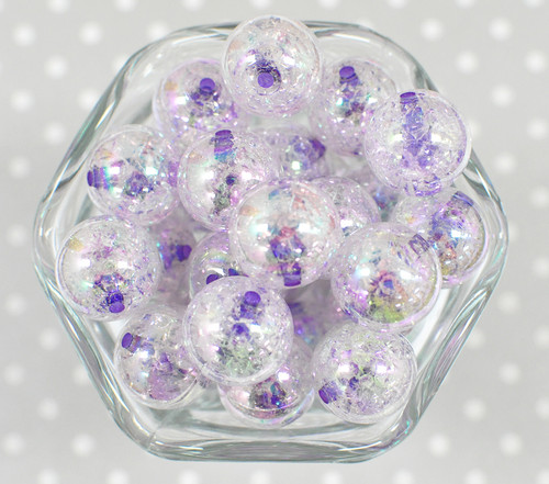 20mm Purple barrel AB crackle bubblegum beads