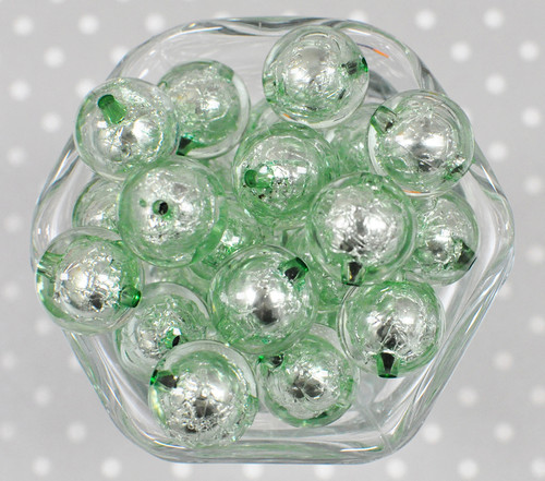 20mm Light green Bead in a Bead foil bubblegum beads