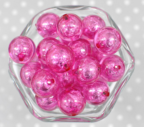 20mm Shocking Pink Bead in a Bead foil bubblegum beads