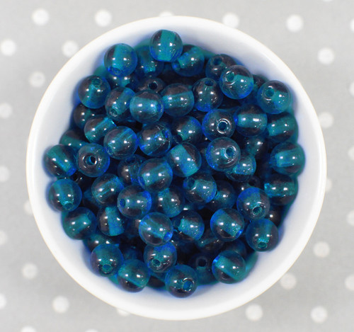 8mm Capri blue large hole Czech glass beads