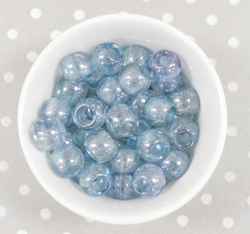 12mm Lumi Blue glass pony beads