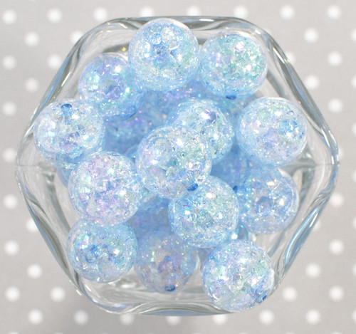 Wholesale 20mm Blue AB crackle bubblegum acrylic beads 100pc