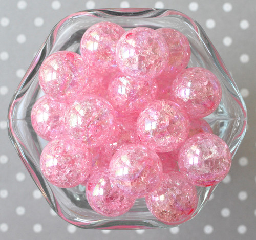 Wholesale 20mm Pink AB crackle bubblegum acrylic beads 100pc