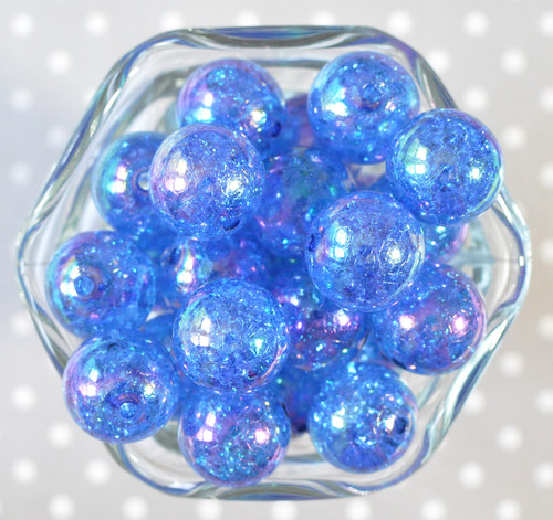 Wholesale 20mm Royal blue AB crackle bubblegum acrylic beads 100pc