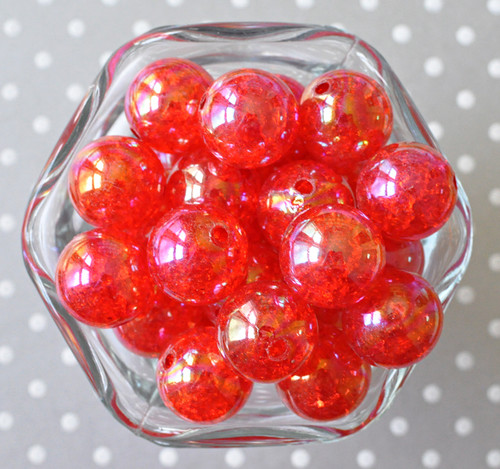 Wholesale 20mm Red AB crackle bubblegum acrylic beads 100pc