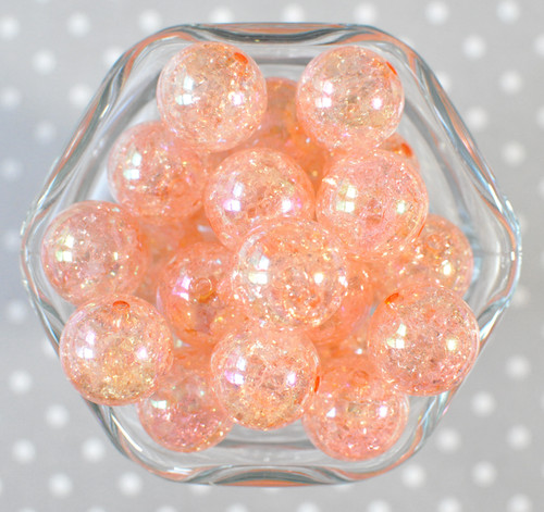 Wholesale 20mm Peach AB crackle bubblegum acrylic beads 100pc