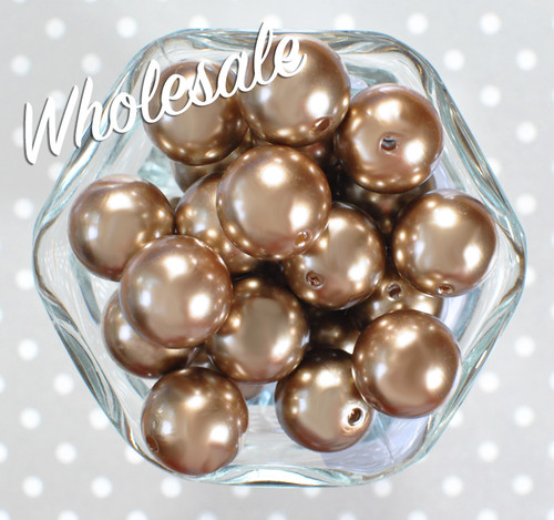 Wholesale 20mm Light Bronze pearl chunky beads - 100 piece