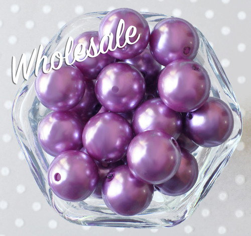 Wholesale 20mm Chalk Violet purple acrylic pearl chunky beads - 100 piece