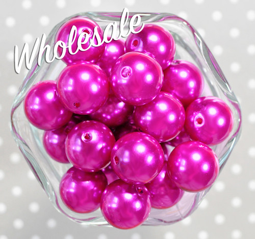 Wholesale 20mm Dark Fuchsia acrylic pearl chunky beads - 100 piece