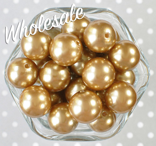 Wholesale 20mm Gold acrylic pearl chunky beads - 100 piece