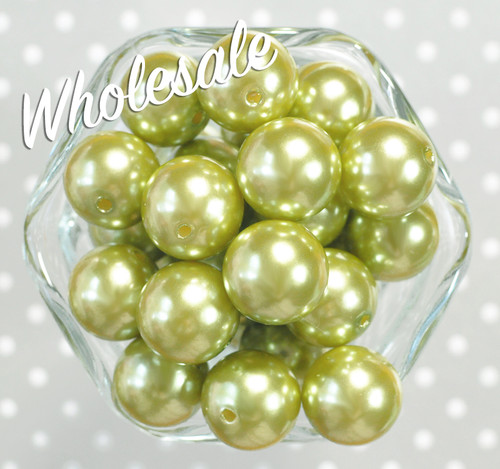 Wholesale 20mm Light Olive green acrylic pearl chunky beads - 100 piece