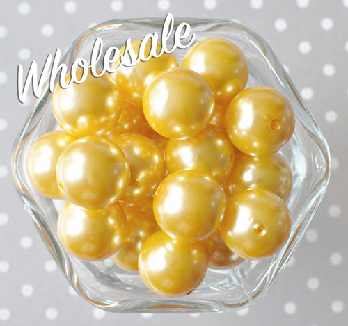 Wholesale 20mm Butter yellow acrylic pearl chunky beads - 100 piece