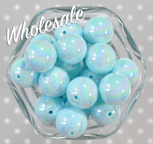 Wholesale 20mm Light Blue AB bubblegum beads 100pc