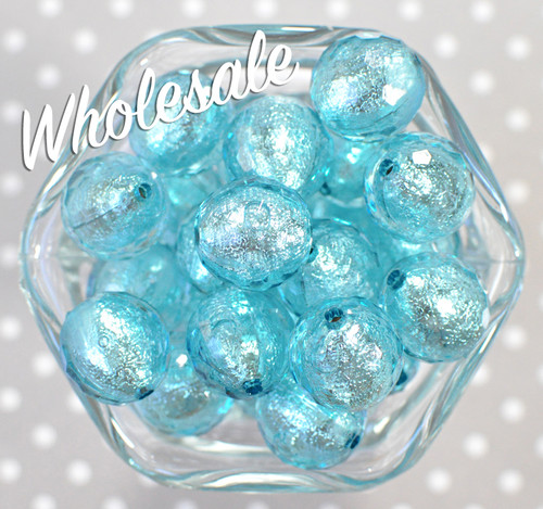 Wholesale 20mm Turquoise Bead in a bead disco foil bubblegum beads 100pc