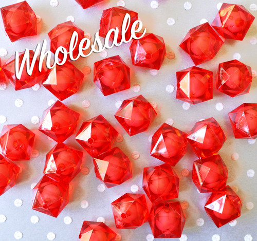 Wholesale 20mm Red Ice cube bubblegum beads 100pc
