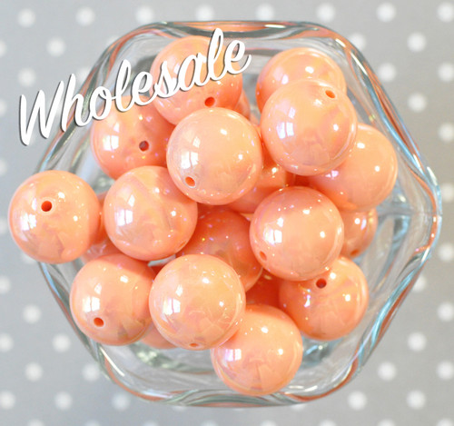 Wholesale 20mm Peach AB bubblegum beads 100pc