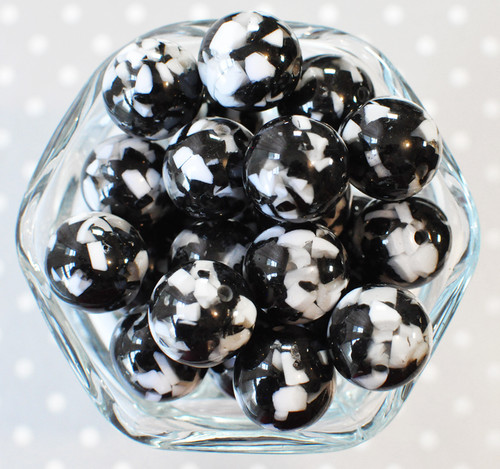 20mm Black acrylic confetti bubblegum beads