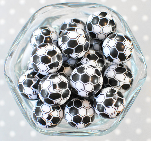 20mm Black Honeycomb printed bubblegum beads