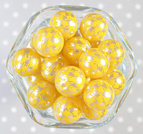 20mm Yellow houndstooth bubblegum beads