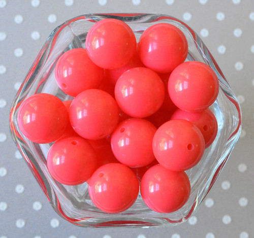 20mm Watermelon pink solid bubblegum beads