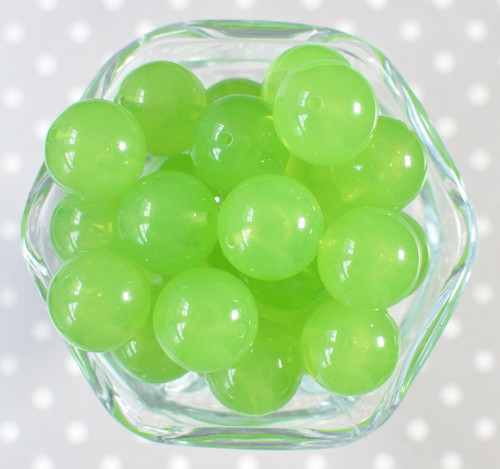 20mm Lime green jelly solid bubblegum beads