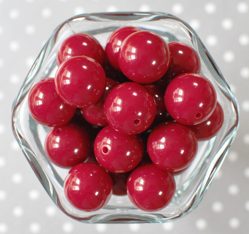 20mm Cranberry red solid bubblegum beads