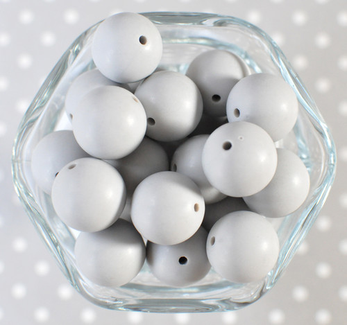 20mm Grey Matte solid bubblegum beads