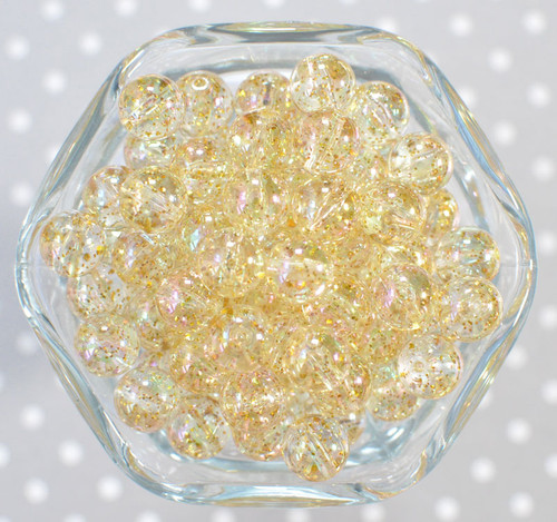 12mm Gold glitter inside bubblegum beads
